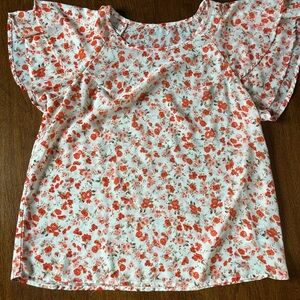 SHEIN Floral Print Blouse with Ruffle Sleeves🌸🌸